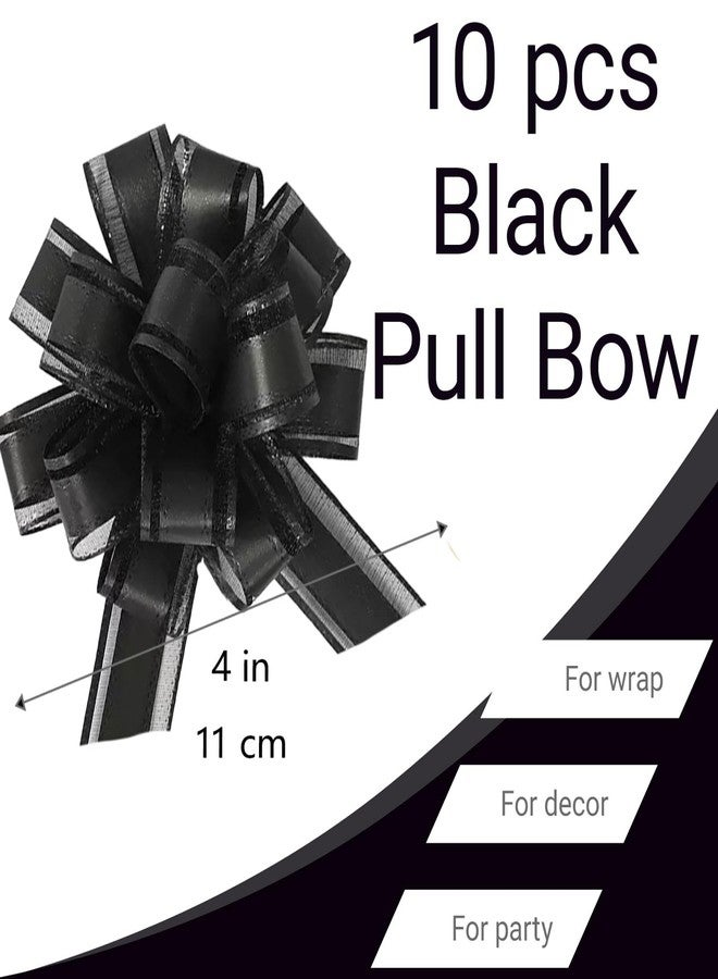 AimtoHome Small Pull Bows, 10 PCS 4 Inch Black Gift Bows for Wrapping,Basket, Wedding,Birthday Party,Flower Bouquet Decoration - Image 3